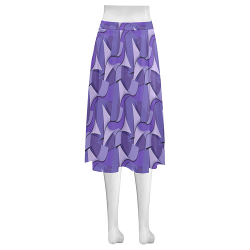 Ultra Violet Abstract Waves Mnemosyne Women's Crepe Skirt (Model D16)