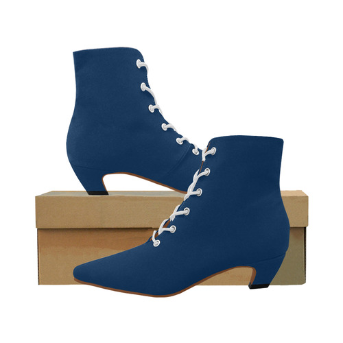 navy blue low heel boots