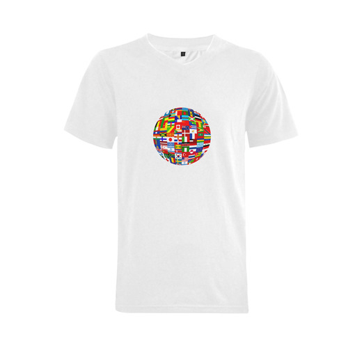 International Travel Flag World Men's V-Neck T-shirt  Big Size(USA Size) (Model T10)