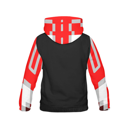 AOP Baseball Hoodie Black & Red Game Over All Over Print Hoodie for Men (USA Size) (Model H13)