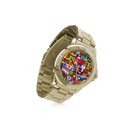 International Travel Flag World Custom Gilt Watch(Model 101)