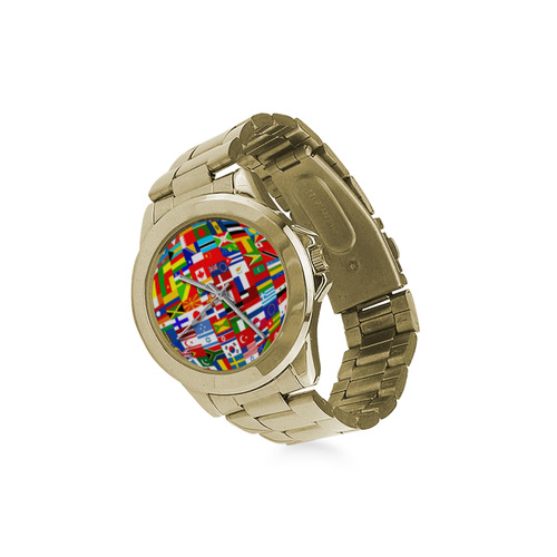 International Travel Flag World Custom Gilt Watch(Model 101)