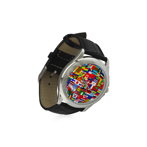 International Travel Flag World Women's Classic Leather Strap Watch(Model 203)