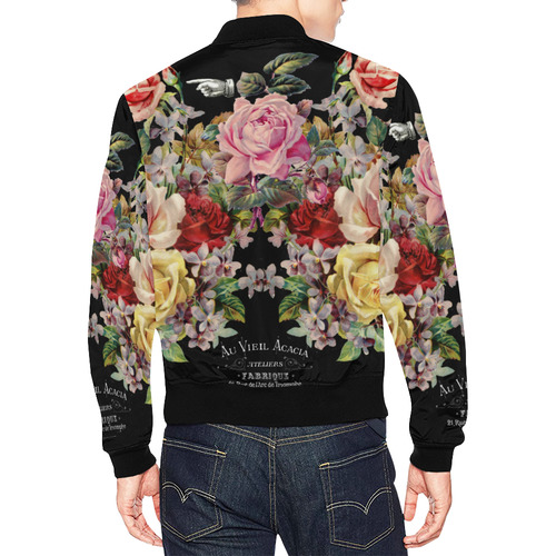 Nuit des Roses All Over Print Bomber Jacket for Men (Model H19)