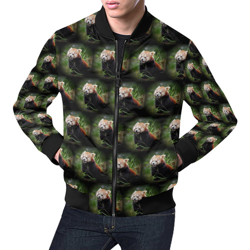 cute animal drops - red panda by JamColors All Over Print Bomber Jacket for Men (Model H19)
