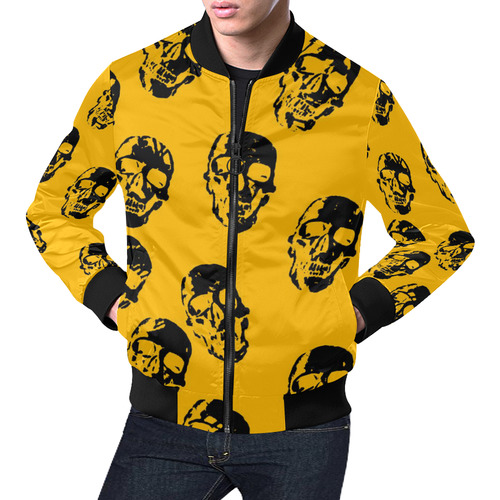 hot skulls, orange by JamColors All Over Print Bomber Jacket for Men (Model H19)