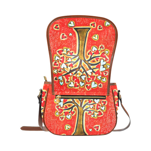 Watercolor Love Tree Saddle Bag/Small (Model 1649) Full Customization
