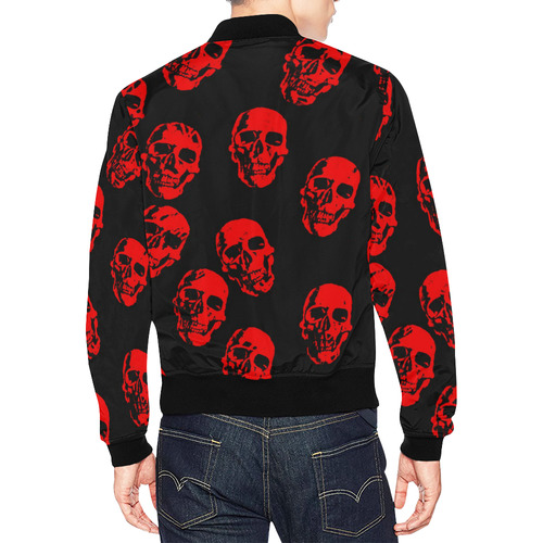 Hot Skulls,red by JamColors All Over Print Bomber Jacket for Men (Model H19)