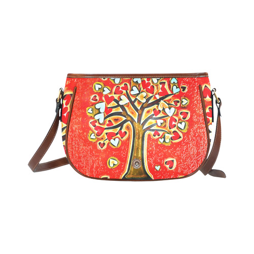Watercolor Love Tree Saddle Bag/Small (Model 1649) Full Customization