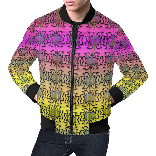 Butterflyes and decorative flowers reach the sky All Over Print Bomber Jacket for Men (Model H19)