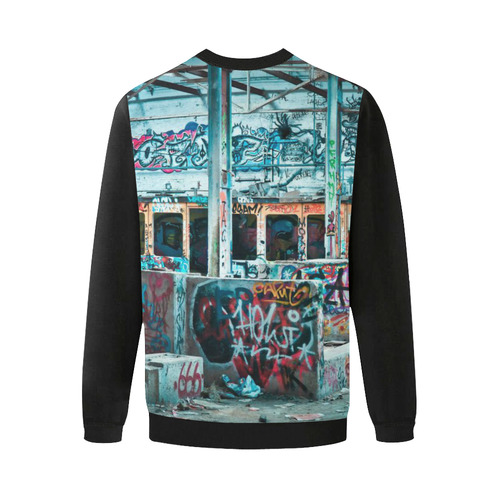 Sweatshirt Fleece Colorful Graffiti Art Men's Oversized Fleece Crew Sweatshirt (Model H18)