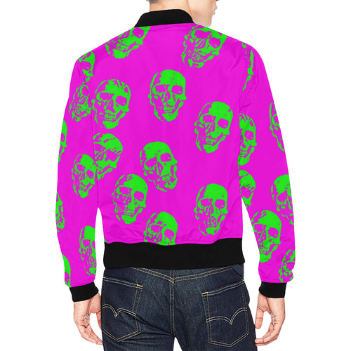 hot skulls, neon by JamColors All Over Print Bomber Jacket for Men (Model H19)