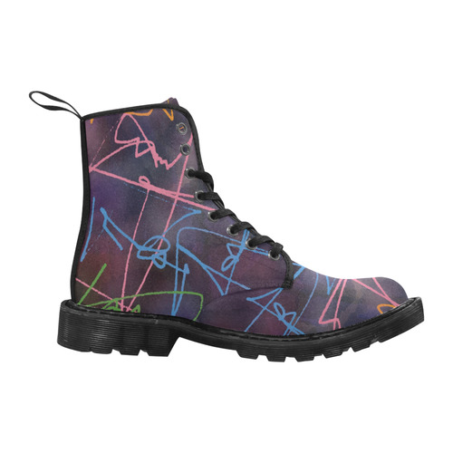 WATERCOLOR CAMOUFLAGE SIGN FANTASY Martin Boots for Men (Black) (Model 1203H)