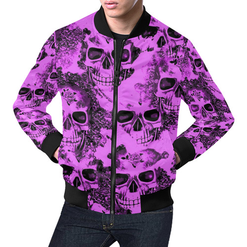 cloudy Skulls pink by JamColors All Over Print Bomber Jacket for Men (Model H19)