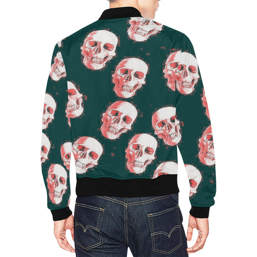 skulls white pink by JamColors All Over Print Bomber Jacket for Men (Model H19)