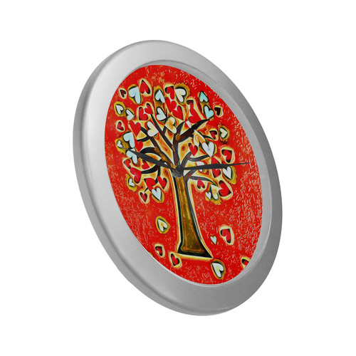 Watercolor Love Tree Silver Color Wall Clock