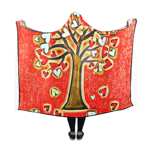 Watercolor Love Tree Hooded Blanket 60''x50''
