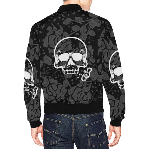 Damasc Skull with Snake by JamColors All Over Print Bomber Jacket for Men (Model H19)