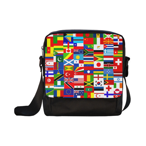 World Flag Montage Crossbody Nylon Bags (Model 1633)