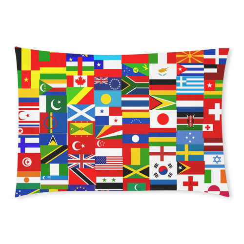 World Flag Montage Custom Rectangle Pillow Case 20x30 (One Side)