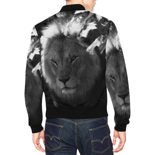 B&W Lion All Over Print Bomber Jacket for Men (Model H19)