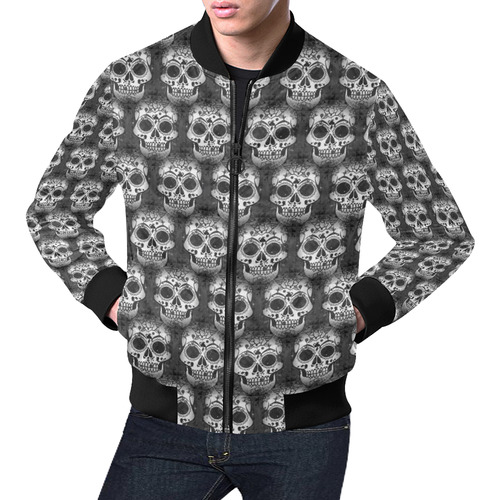 new skull allover pattern 2 by JamColors All Over Print Bomber Jacket for Men (Model H19)