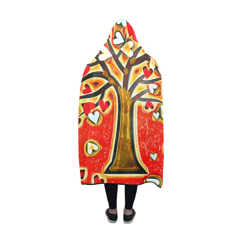 Watercolor Love Tree Hooded Blanket 60''x50''