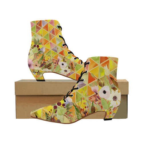 Watercolor Flowers Triangles Orange Yellow Green