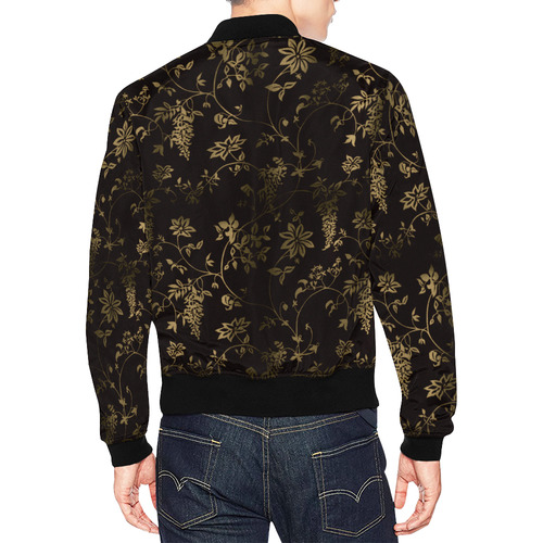 Gothic Victorian Black And Gold Pattern All Over Print Bomber Jacket for Men (Model H19)