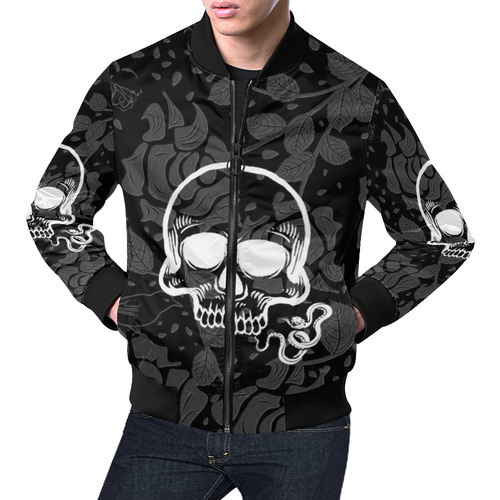 Damasc Skull with Snake by JamColors All Over Print Bomber Jacket for Men (Model H19)