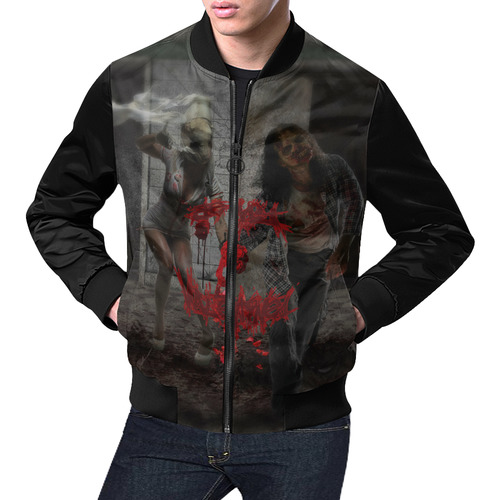 Valentines Day Zombie Couple All Over Print Bomber Jacket for Men (Model H19)