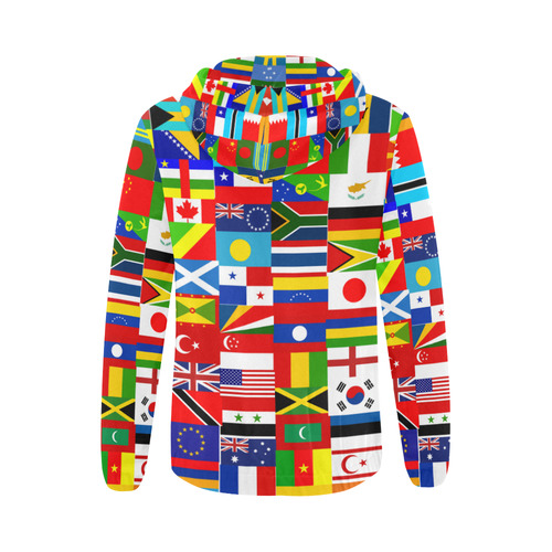 World Flag Montage All Over Print Full Zip Hoodie for Women (Model H14)