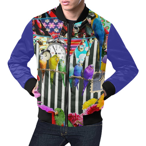 Birds and Bunting All Over Print Bomber Jacket for Men (Model H19)