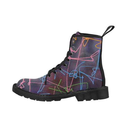 WATERCOLOR CAMOUFLAGE SIGN FANTASY Martin Boots for Men (Black) (Model 1203H)