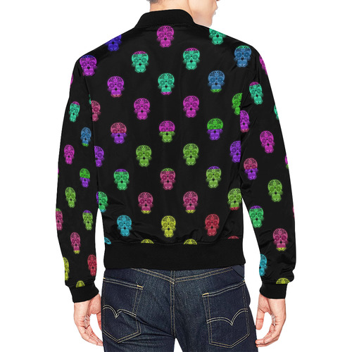 Color mix Skulls B by JamColors All Over Print Bomber Jacket for Men (Model H19)