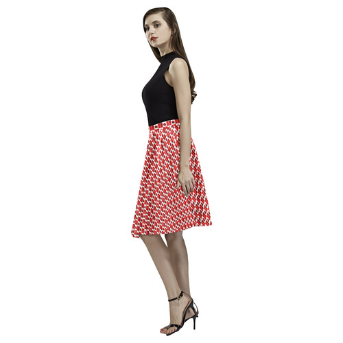 Canadian Flag Souvenir Skirts Melete Pleated Midi Skirt (Model D15)