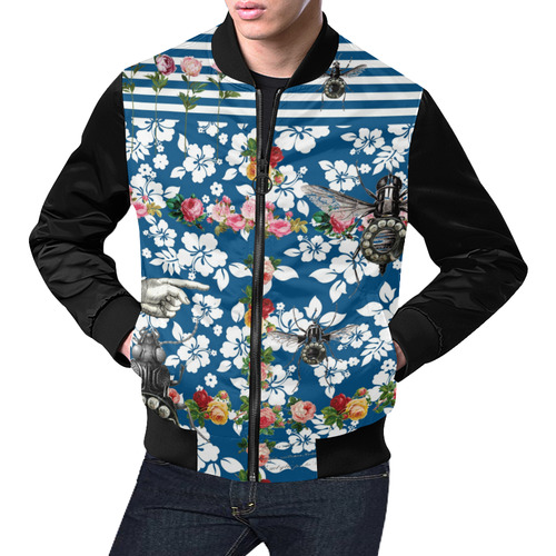 Rotary Bugs onThe Canal All Over Print Bomber Jacket for Men (Model H19)