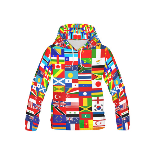 World Flag Montage All Over Print Hoodie for Kid (USA Size) (Model H13)