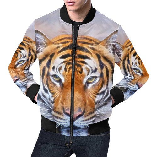 Animal ArtStudio 916 Tiger All Over Print Bomber Jacket for Men (Model H19)