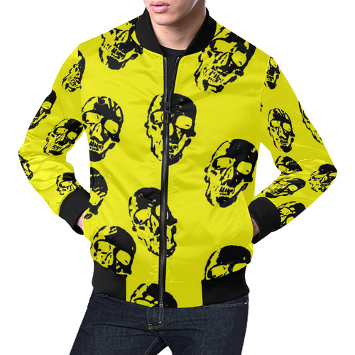 hot skulls, yellow by JamColors All Over Print Bomber Jacket for Men (Model H19)