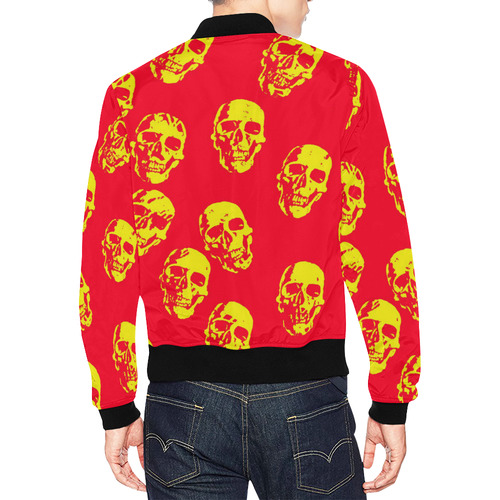hot skulls, red yellow by JamColors All Over Print Bomber Jacket for Men (Model H19)
