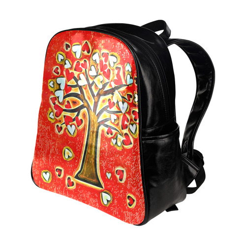 Watercolor Love Tree Multi-Pockets Backpack (Model 1636)