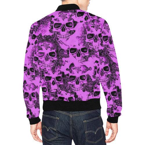 cloudy Skulls pink by JamColors All Over Print Bomber Jacket for Men (Model H19)