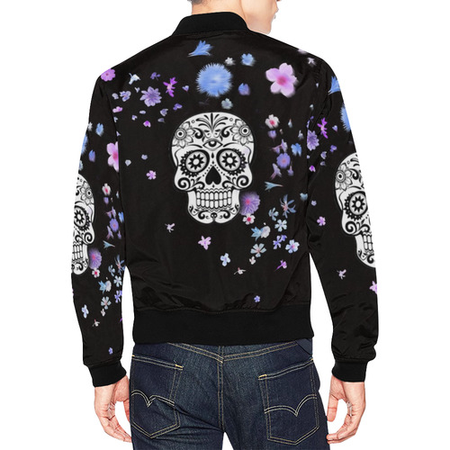 skull with flower shower All Over Print Bomber Jacket for Men (Model H19)