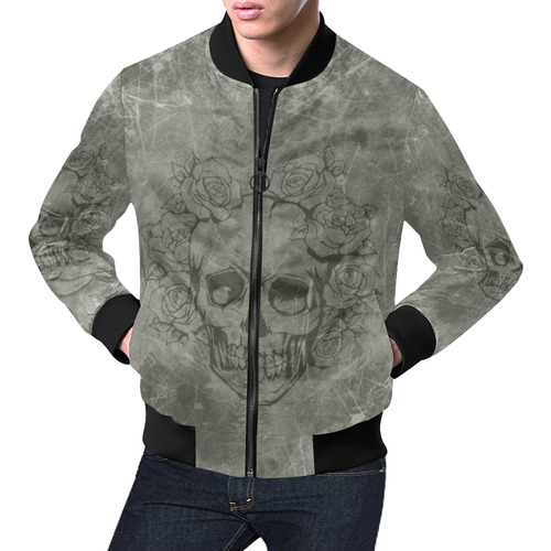 scratchy skull with roses c by JamColors All Over Print Bomber Jacket for Men (Model H19)