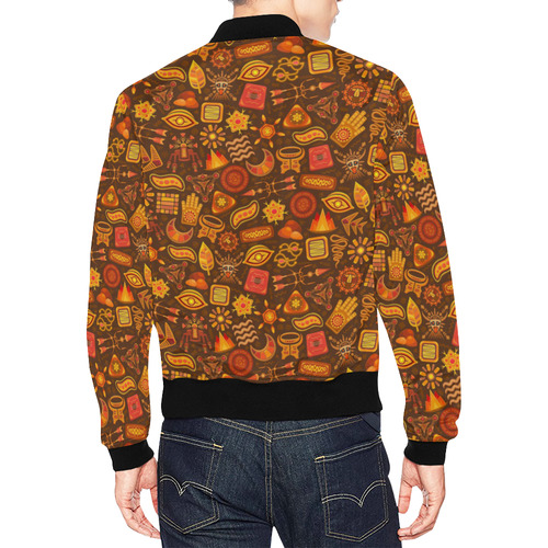 Ethno Pattern Orange 2 All Over Print Bomber Jacket for Men (Model H19)