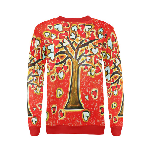 Watercolor Love Tree All Over Print Crewneck Sweatshirt for Women (Model H18)