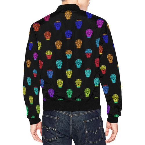 Color mix Skulls A by JamColors All Over Print Bomber Jacket for Men (Model H19)