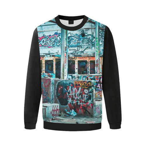 Sweatshirt Fleece Colorful Graffiti Art Men's Oversized Fleece Crew Sweatshirt (Model H18)