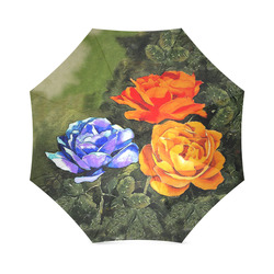 Red Blue Orange Flowers Foldable Umbrella (Model U01)